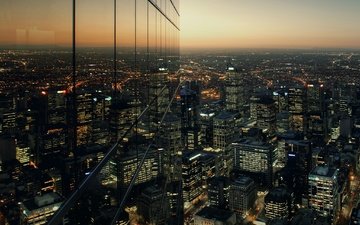 отражение, высота, здание, австралия, мельбурн