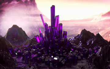 кристаллы стекло горы фиолетовый туман свечение отражения cgi