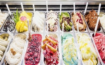 мороженое, разноцветное, сладкое, вкусно