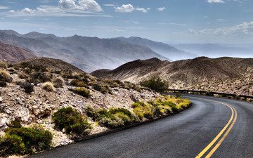 дорога, горы, холмы, природа, пустыня