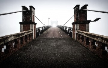 туман, мост, франци, trévoux