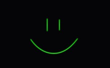 neon, lächeln, schwarzer hintergrund, smiley