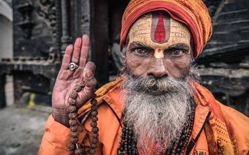 рука, портрет, лицо, мужчина, старик, борода, непал