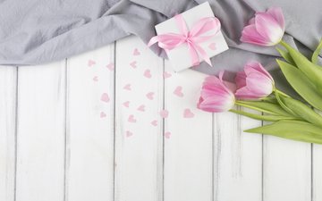 цветы, букет, тюльпаны, розовые, подарок, сердечки, сердечки., подарок ко дню влюбленных