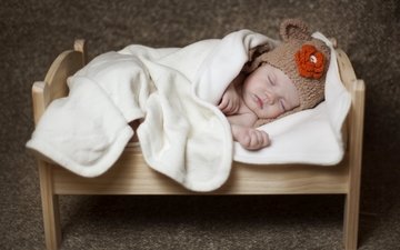 сон, дети, ребенок, одеяло, малыш, младенец, шапочка, кроватка