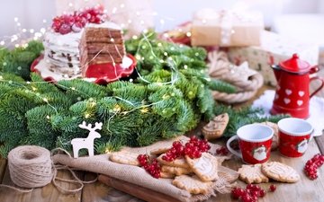 kaffee, weihnachten, kekse, kuchen, dekor