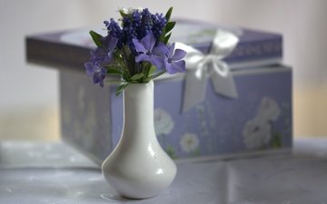 цветы, ваза, коробка