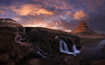 горы, исландия, водопады