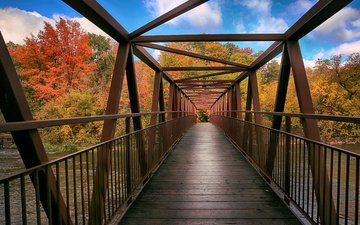 мост, осень, канада