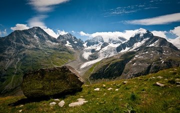 облака, горы, природа, камни, швейцария, альпы, граубюнден
