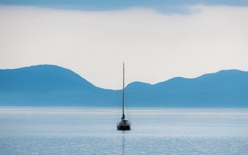 море, лодка, минимализм