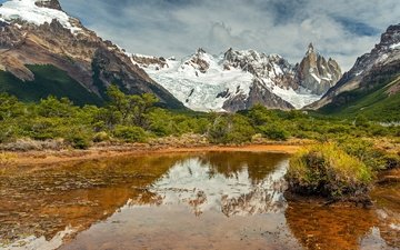 озеро, горы, скалы, аргентина, патагония