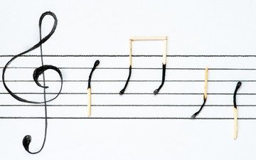 ноты, спички, знаки, скрипичный ключ, нотный стан