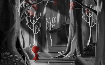 лес, волк, сказка, красная шапочка