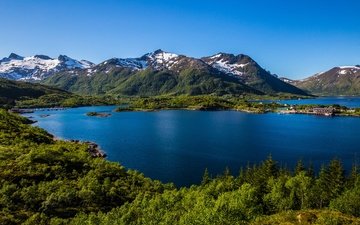 горы, природа, пейзаж, норвегия, лофотенские острова