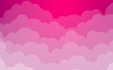 облака, розовый фон