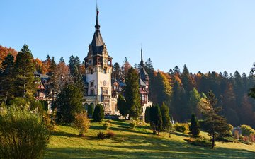замок, башня, румыния, трансильвания, peles