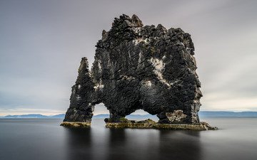 скалы, природа, море, скала, исландия, утес, hvitserkur, vatnsnes