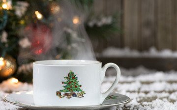 новый год, чашка, рождество, декорация, счастливого рождества, новогодняя елка