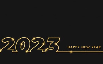 новый год, надпись, сияние, блики, блеск, серый фон, цифры, черный фон, линия, золотые, дата, 2023