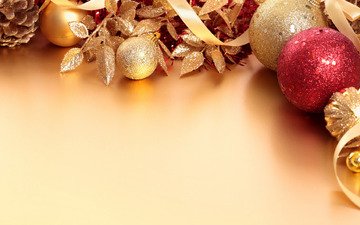 новый год, шары, украшения, фон, шарики, шишка, рождество, декорация