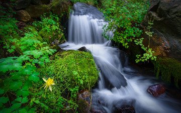 природа, камни, водопад, поток, каскад