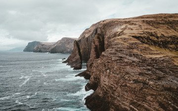 волны, пейзаж, море, фарерские острова
