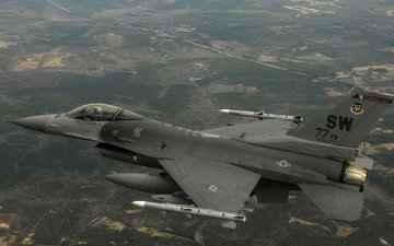 полет, ракеты, бомбы, сражающийся сокол, u.s. air force, f-16cj, shawe air force base