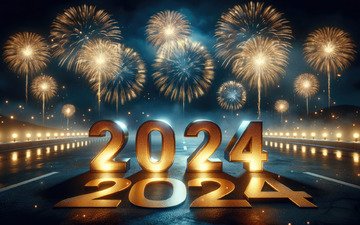 огни, новый год, салют, цифры, numbers, голден, феерверк, 2024