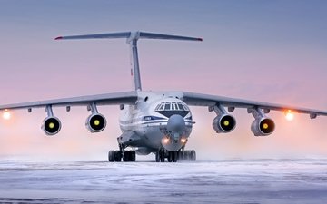 зима, самолет, российский, советский, ил-76, транспортный, ильюшин