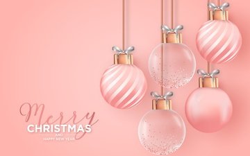 шарики • шары • рождество • новый год • розовый фон
